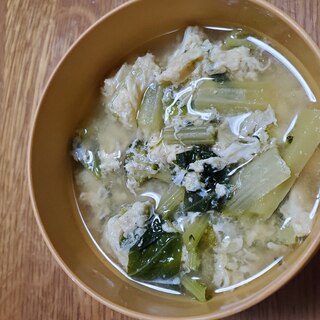 小松菜とブロッコリーの卵とじお味噌汁